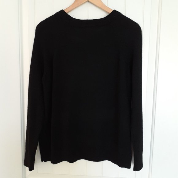 H&M Pug Sequin Alpaca Blend Black Crew Neck Black Sweater Size M - Picture 2 of 10